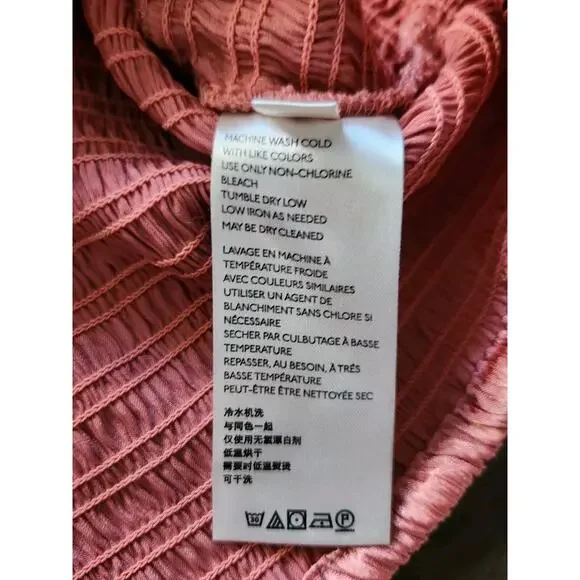 Free People Santiago blouse in Pink Cinnamon long sleeve satin top Size Medium - Picture 10 of 10